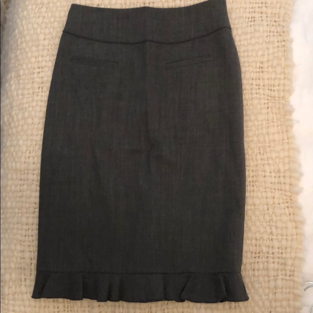 Rebecca Taylor Gray Ruffle Pencil Skirt Sz. 2